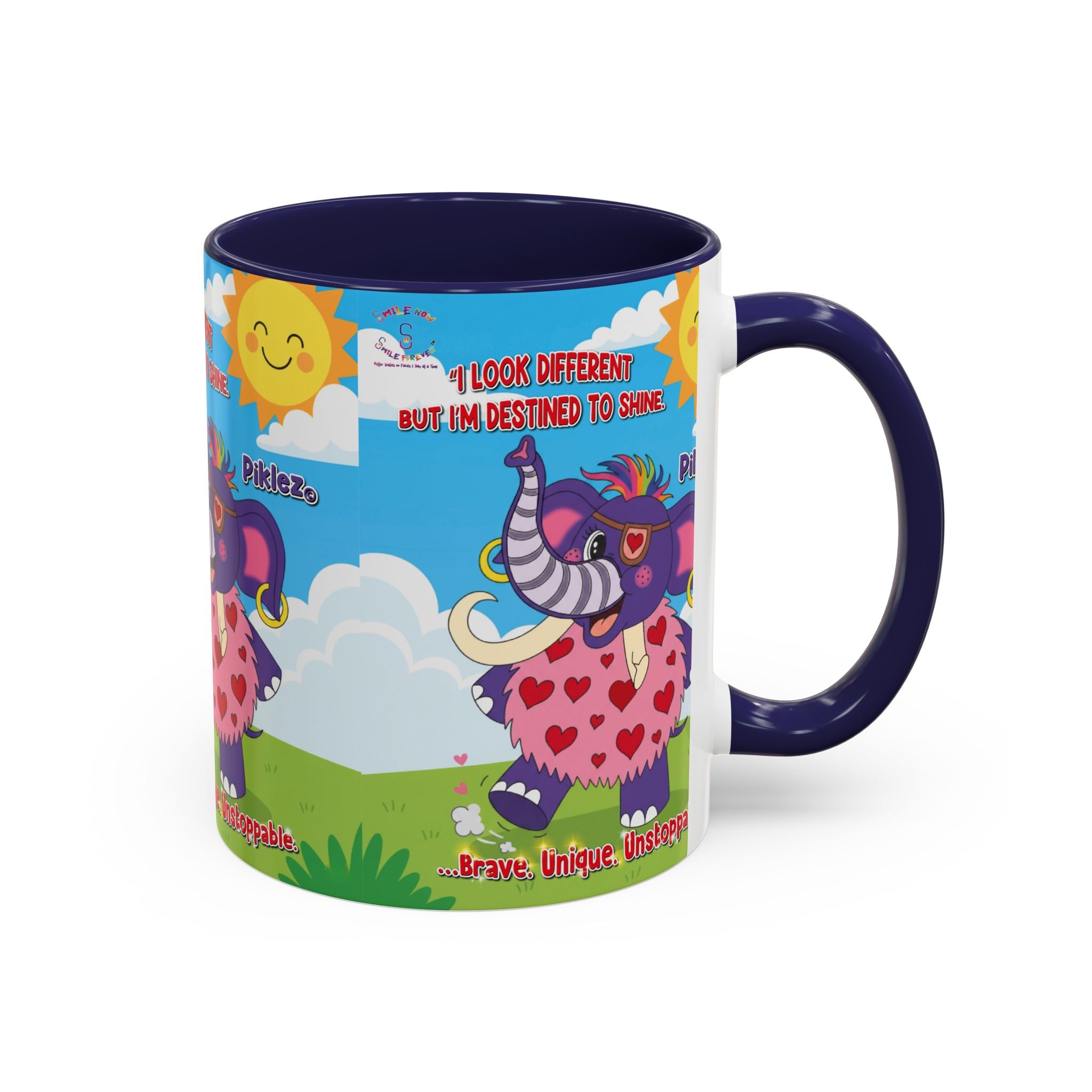Piklez™ Accent Coffee Mug (11oz, 15oz) – “Destined to Shine” | Smile Universe Collection