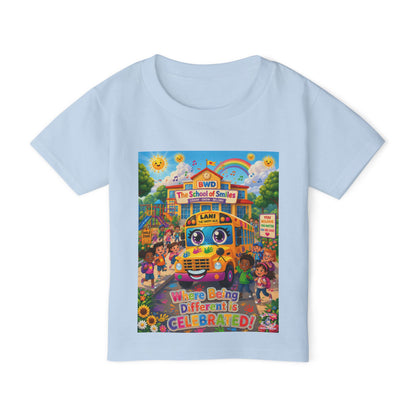 Lani™ Heavy Cotton™ Toddler T-Shirt – "Where Being Different is CELEBRATED!" Graphic Shirt
