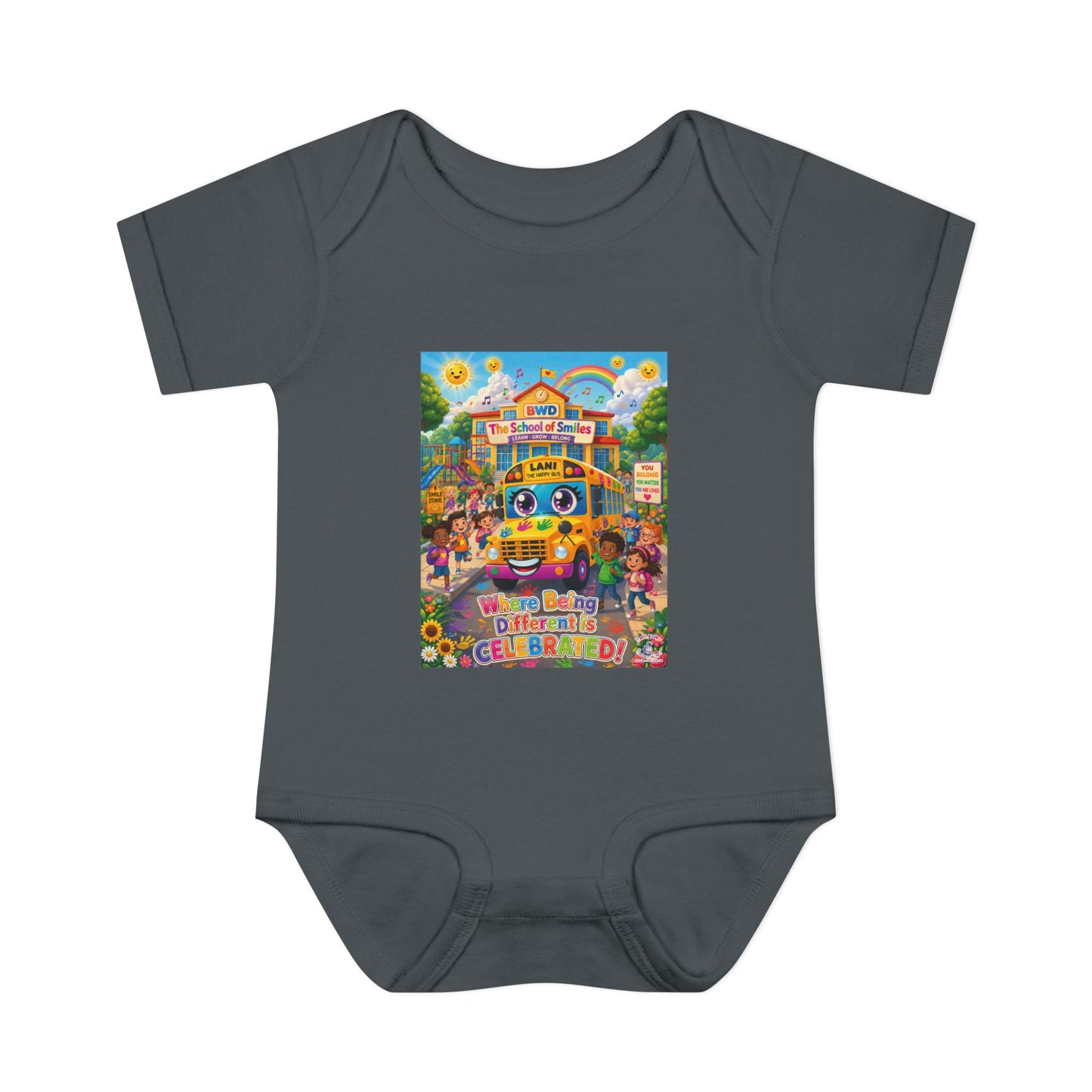 Lani™ Infant Baby Rib Bodysuit – "Where Being Different is CELEBRATED!" Graphic