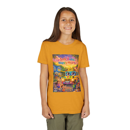 Lani™ Youth Short Sleeve Tee – "Safe Rides, Happy Hearts" Graphic