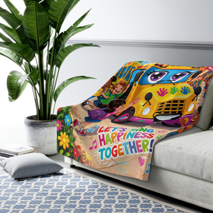 Sherpa Blanket — Lani the Happy Bus "Let's Sing Happiness Together" Kids Throw