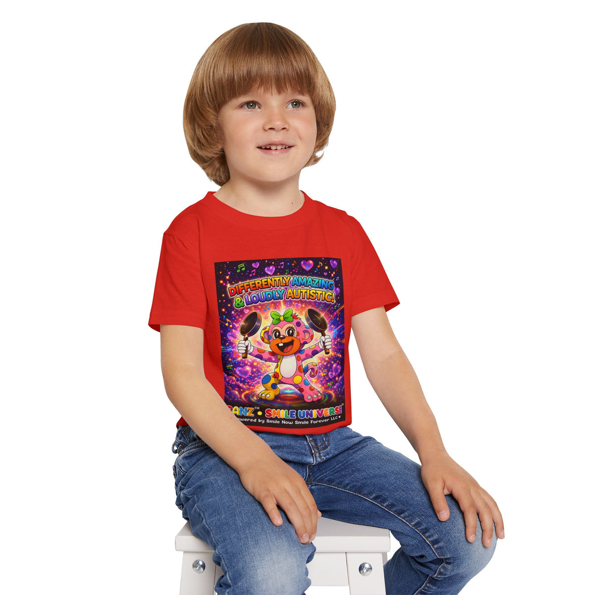 Panz™ Heavy Cotton™ Toddler T-Shirt – "Differently Amazing & Loudly Autistic!" Graphic | Smile Universe Collection
