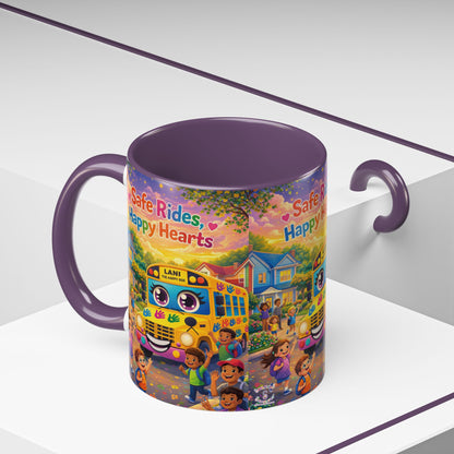 Lani™ Accent Coffee Mug (11oz & 15oz) – "Safe Rides, Happy Hearts" Graphic