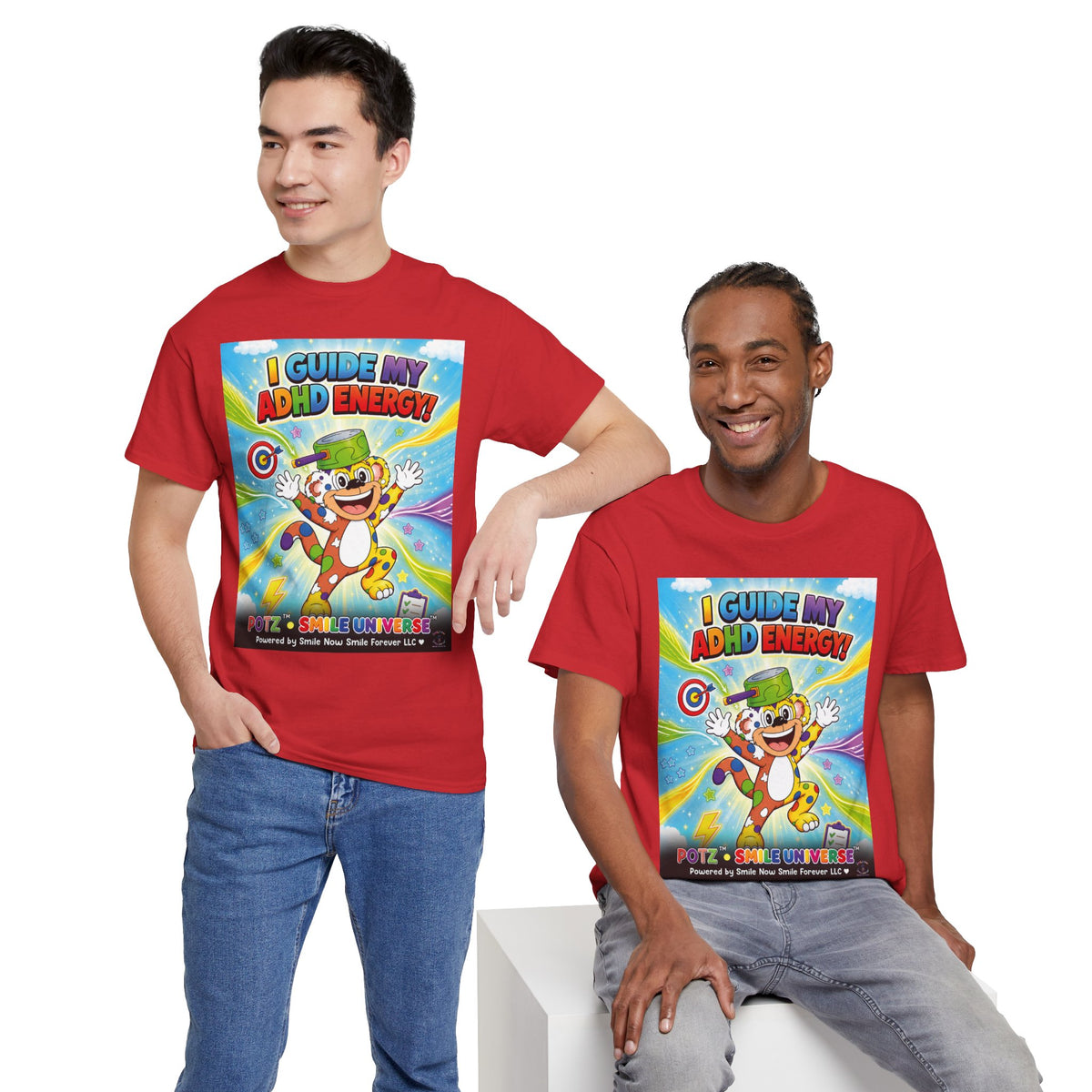 Potz™ Unisex Heavy Cotton™ Tee – "I Guide My ADHD Energy!" Graphic Tee | Smile Universe Collection
