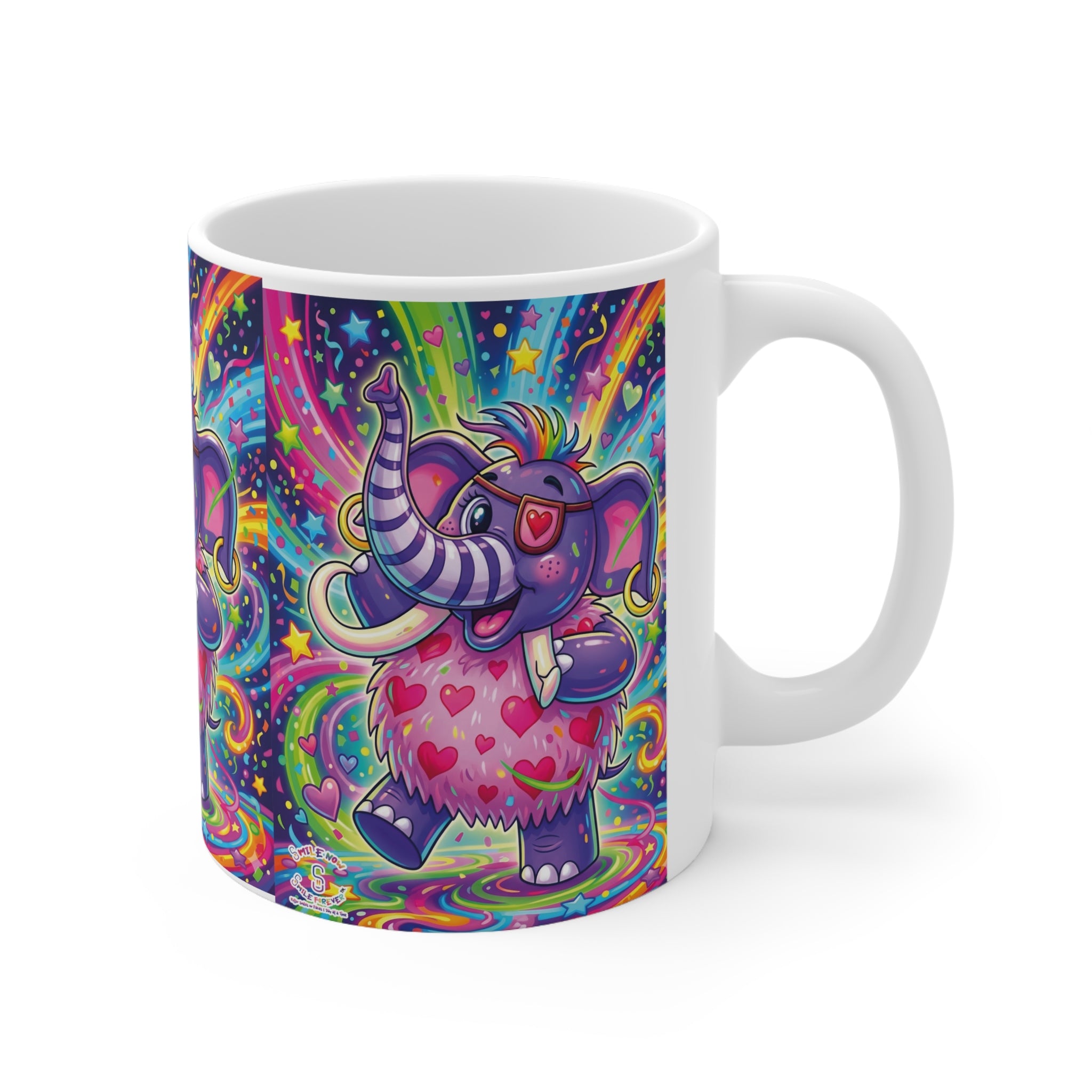 Piklez™ 11oz, 15oz Ceramic Coffee Cup – "Born to Celebrate!" Graphic | Smile Universe Collection
