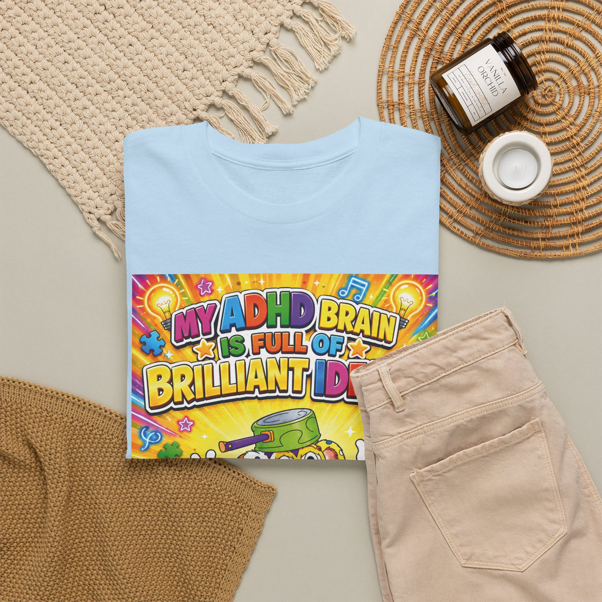 Potz™ Unisex Heavy Cotton™ Tee – "My ADHD Brain is Full of Brilliant Ideas!" Graphic Tee | Smile Universe Collection