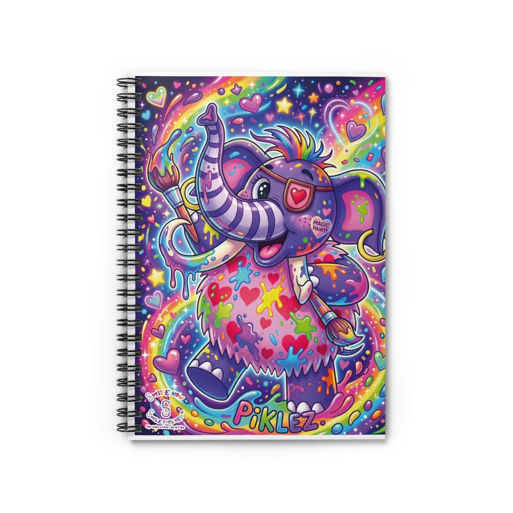 Piklez™ Spiral Notebook – Ruled Line | "Magic Paint!" Graphic | Smile Universe Collection