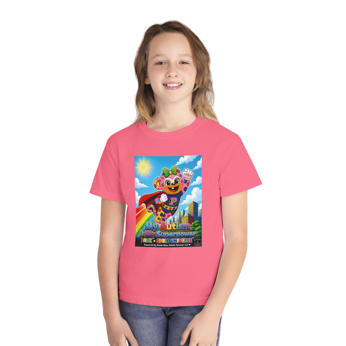 Panz™ Youth Midweight Tee – "My Autism is My Superpower" Graphic | Smile Universe Collection