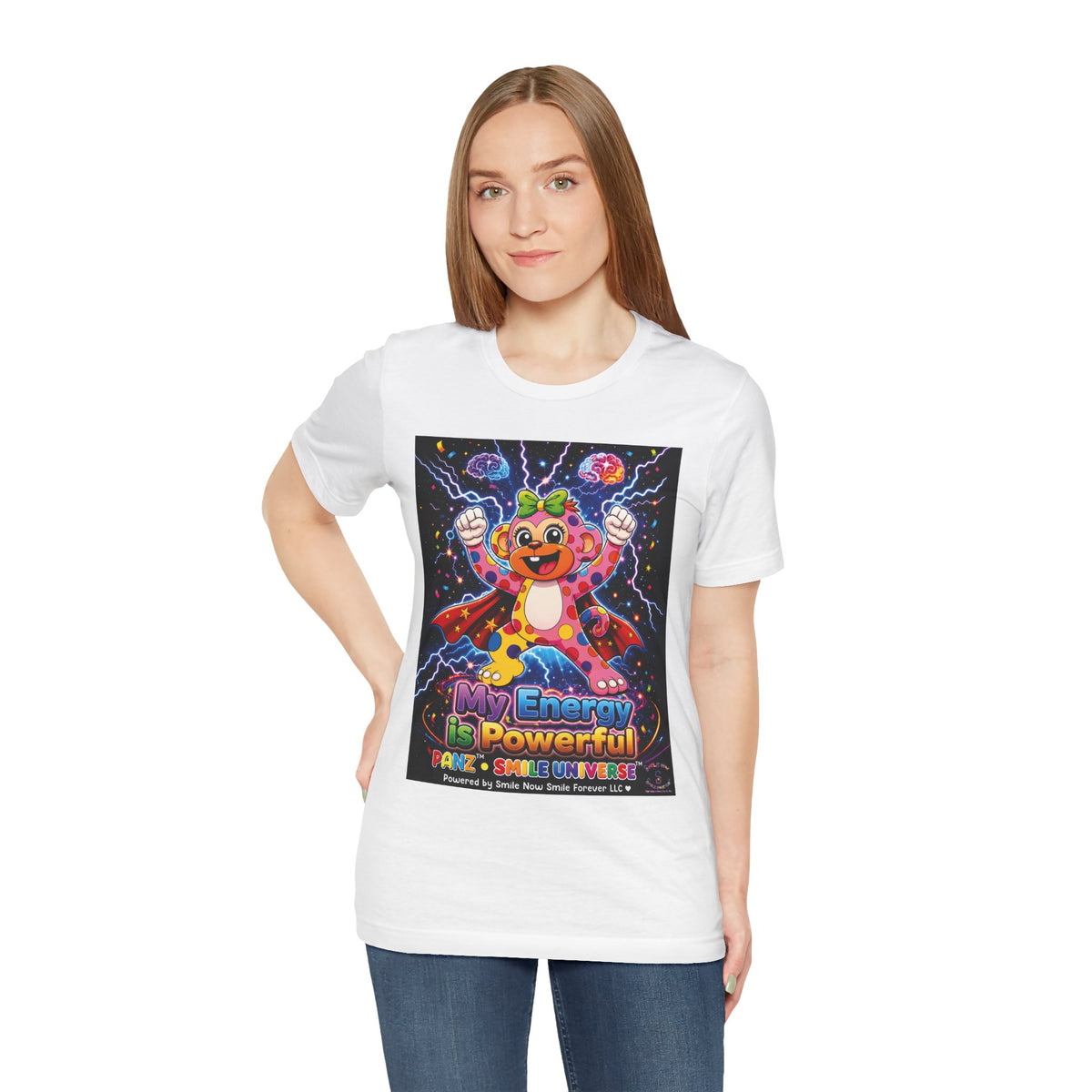 Panz™ Unisex Jersey Short Sleeve Tee For Adult– "My Energy is Powerful" Graphic Tee | Smile Universe Collection