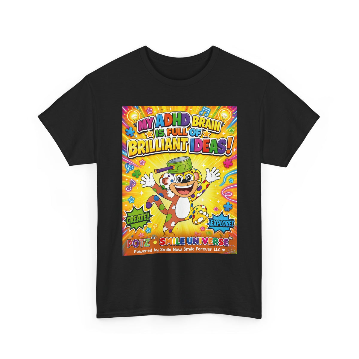 Potz™ Unisex Heavy Cotton™ Tee – "My ADHD Brain is Full of Brilliant Ideas!" Graphic Tee | Smile Universe Collection