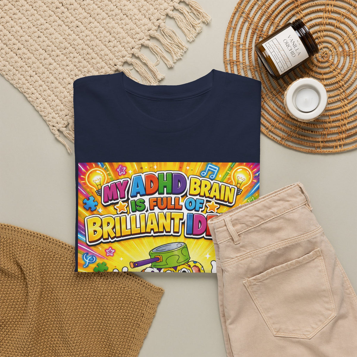 Potz™ Unisex Heavy Cotton™ Tee – "My ADHD Brain is Full of Brilliant Ideas!" Graphic Tee | Smile Universe Collection