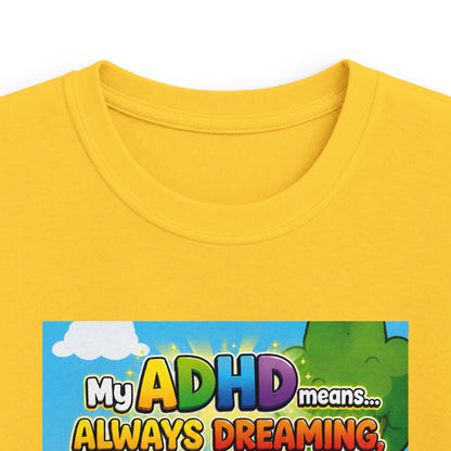 Potz™ Kids Softstyle Tee – "My ADHD Means Always Dreaming, Highly Determined" Graphic Tee | Smile Universe Collection