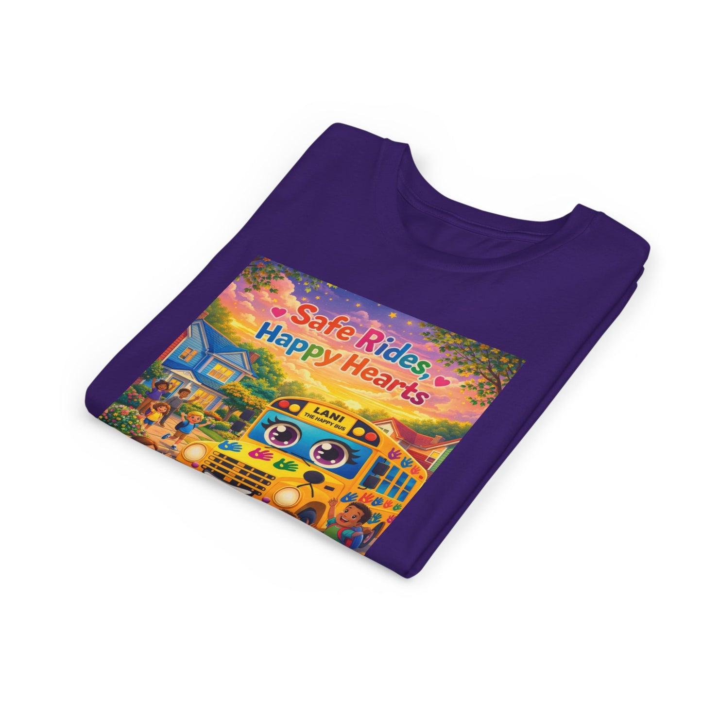Lani™ Youth Short Sleeve Tee – "Safe Rides, Happy Hearts" Graphic