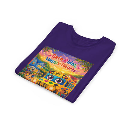 Lani™ Youth Short Sleeve Tee – "Safe Rides, Happy Hearts" Graphic