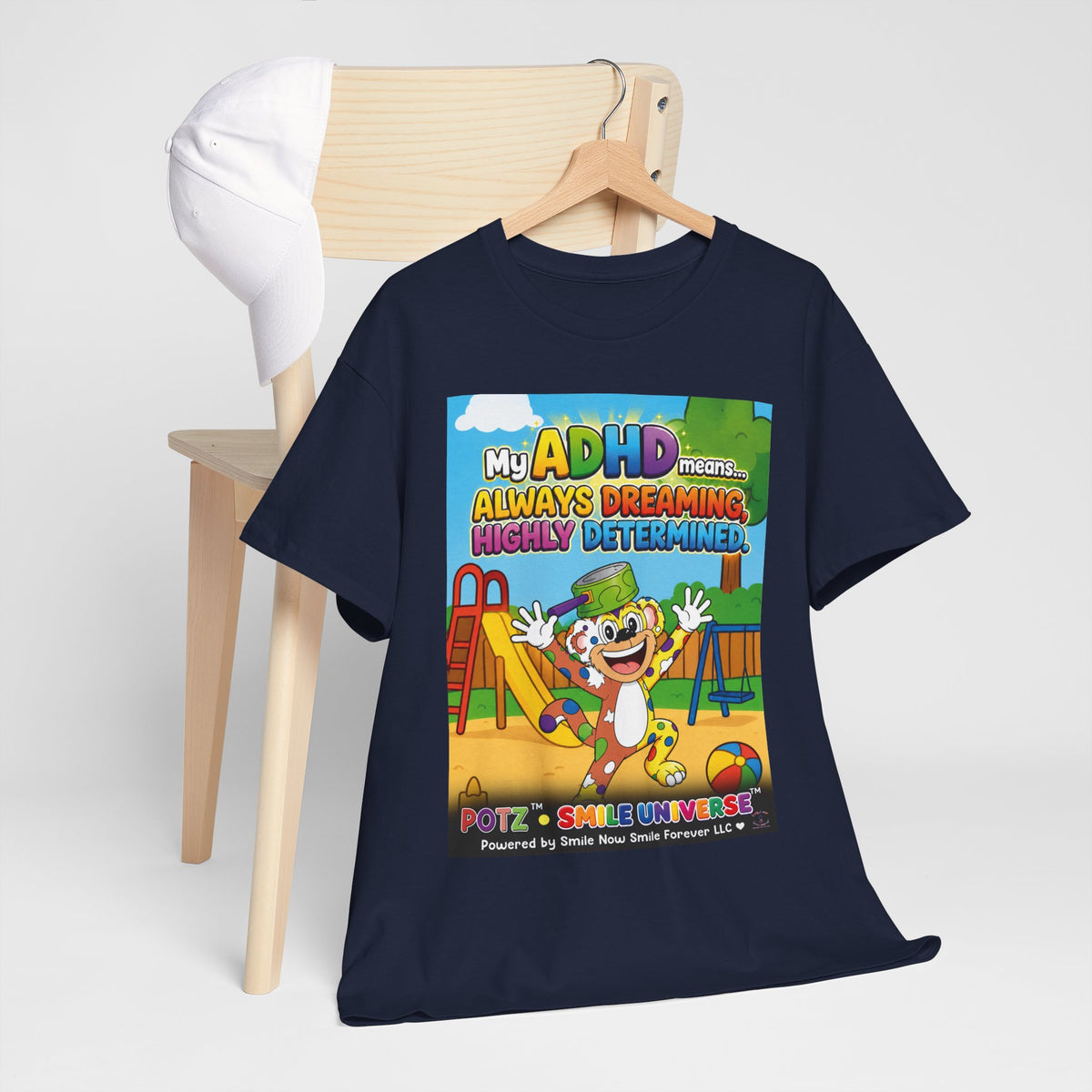 Potz™ Unisex Heavy Cotton™ Tee – "My ADHD Means Always Dreaming, Highly Determined" Graphic Tee | Smile Universe Collection