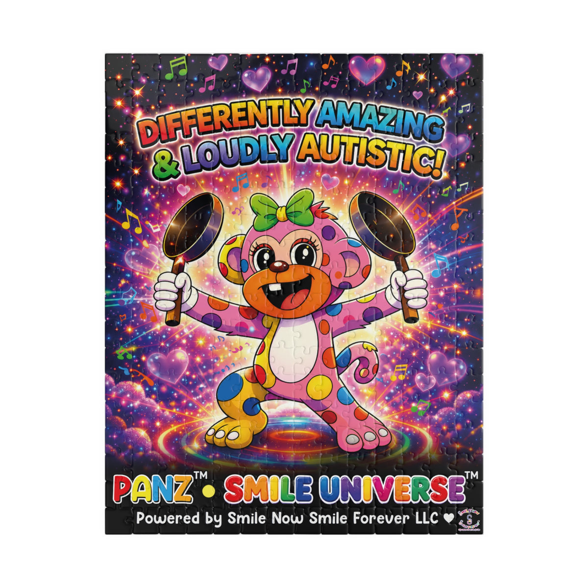 Panz™ Puzzle (110, 252, 520 & 1014-piece) – "Differently Amazing & Loudly Autistic!" Graphic | Smile Universe Collection
