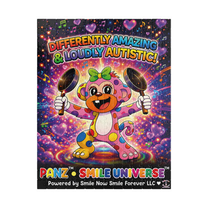 Panz™ Puzzle (110, 252, 520 & 1014-piece) – "Differently Amazing & Loudly Autistic!" Graphic | Smile Universe Collection