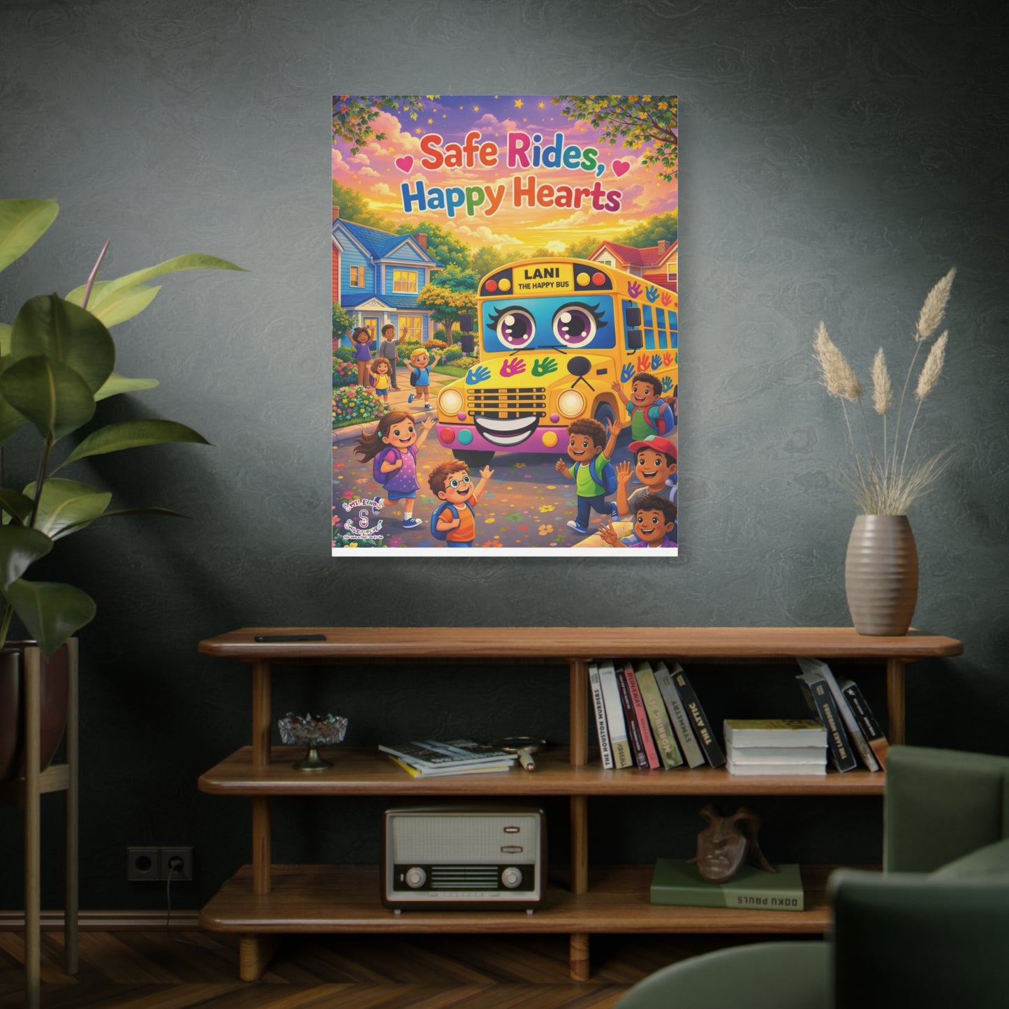 Lani™ Matte Canvas, Stretched 1.25" – "Safe Rides, Happy Hearts" Graphic Wall Art