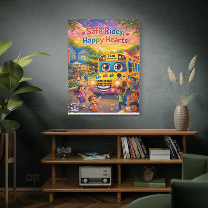 Lani™ Matte Canvas, Stretched 1.25" – "Safe Rides, Happy Hearts" Graphic Wall Art