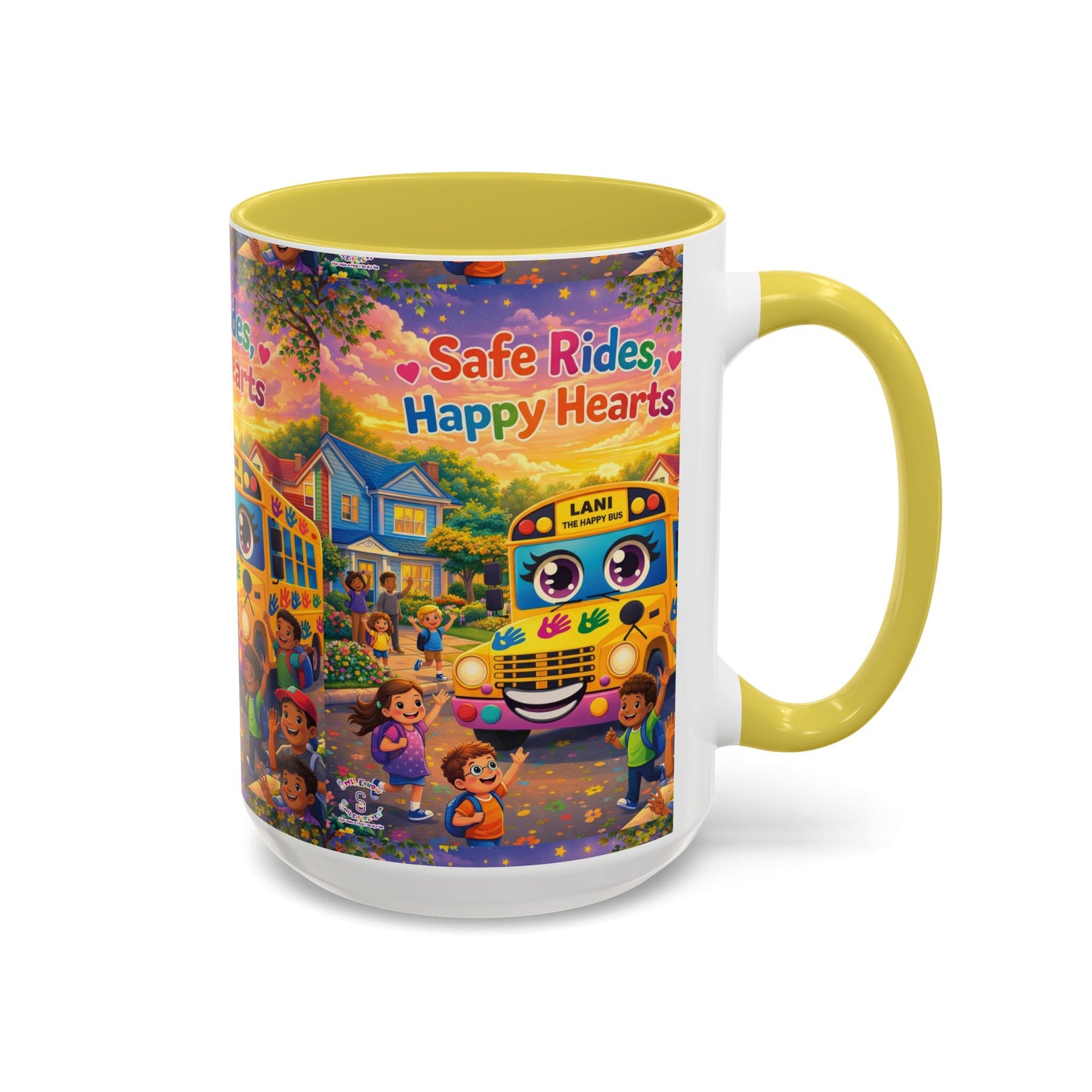 Lani™ Colorful Mug (11oz & 15oz) – "Safe Rides, Happy Hearts" Graphic