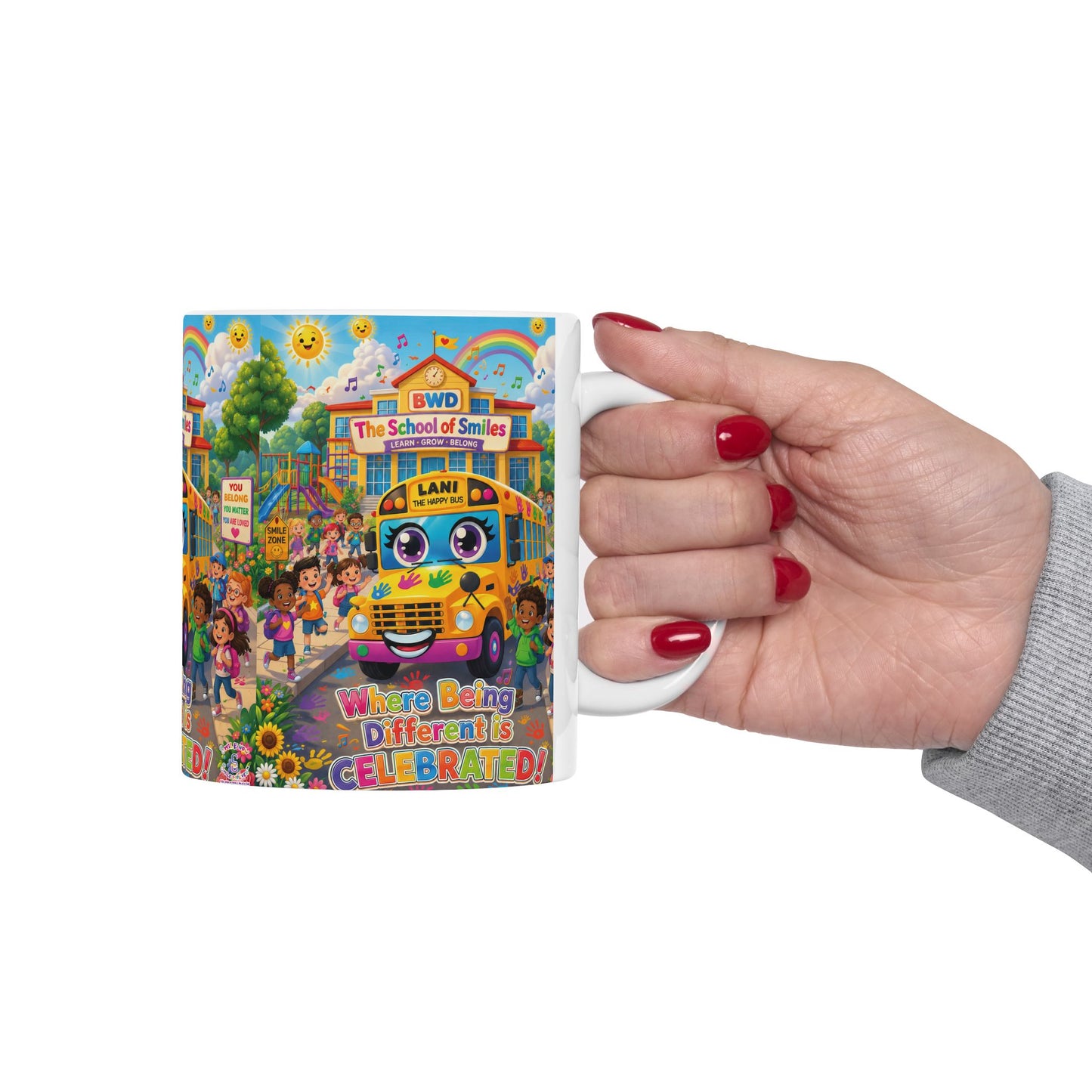 Lani™ Ceramic Mug (11oz & 15oz) – "Where Being Different is CELEBRATED!" Graphic
