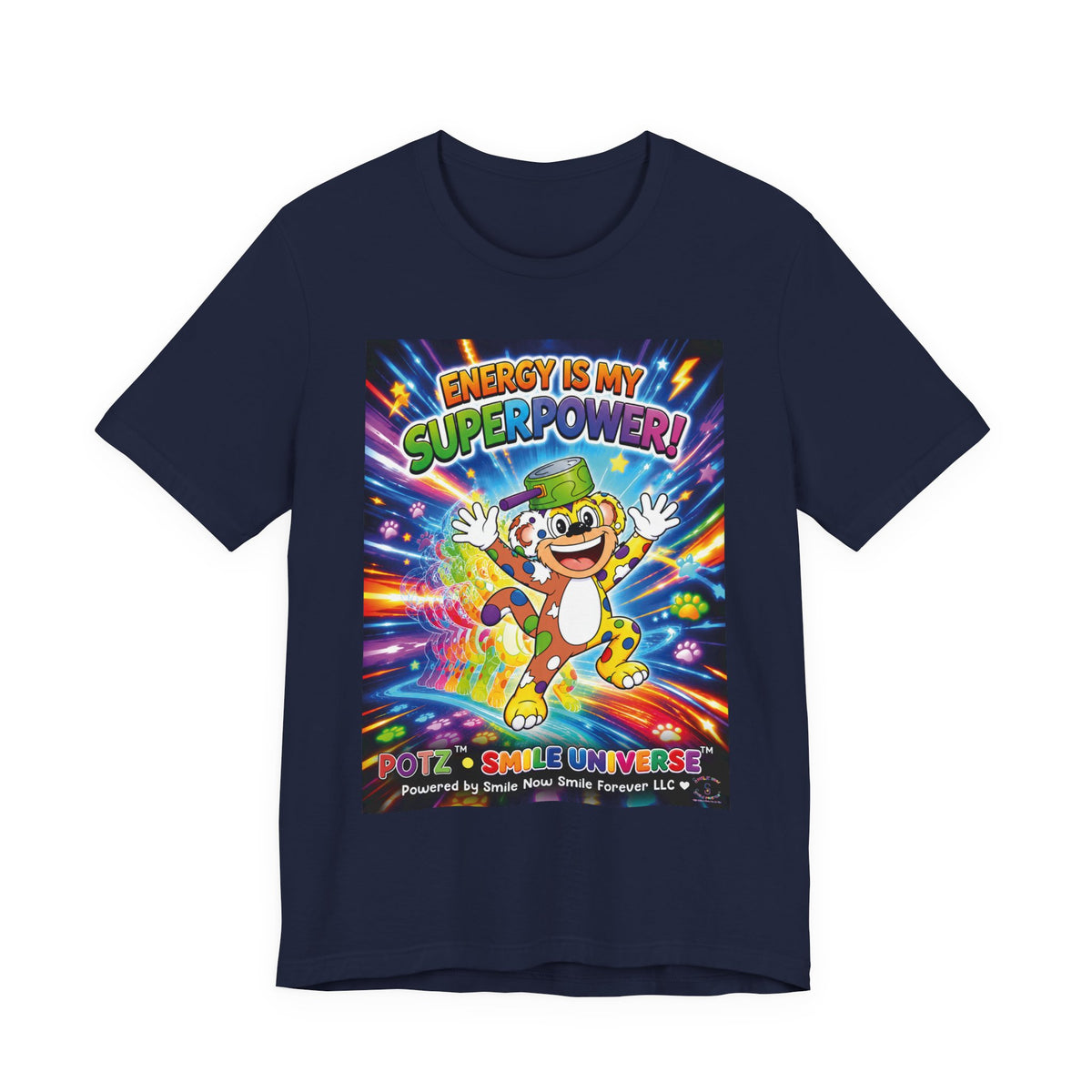 Potz™ Unisex Jersey Short Sleeve Tee – "Energy is My Superpower!" Graphic Tee | Smile Universe Collection