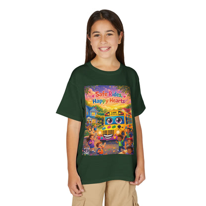 Lani™ Youth DryBlend® T-Shirt – "Safe Rides, Happy Hearts" Graphic