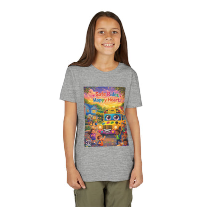 Lani™ Youth Short Sleeve Tee – "Safe Rides, Happy Hearts" Graphic