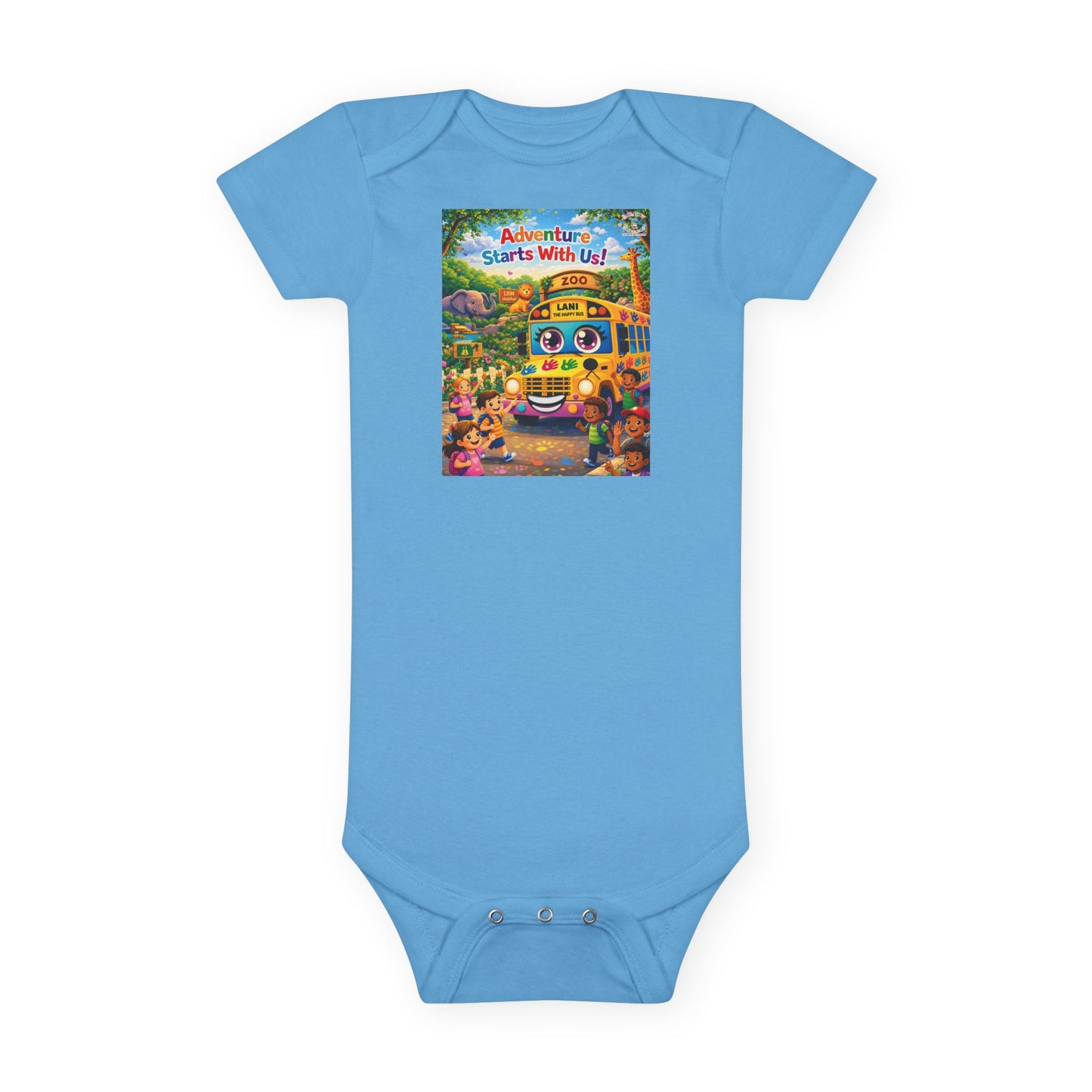 Lani™ Baby Short Sleeve Onesie® – "Adventure Starts With Us!" Graphic