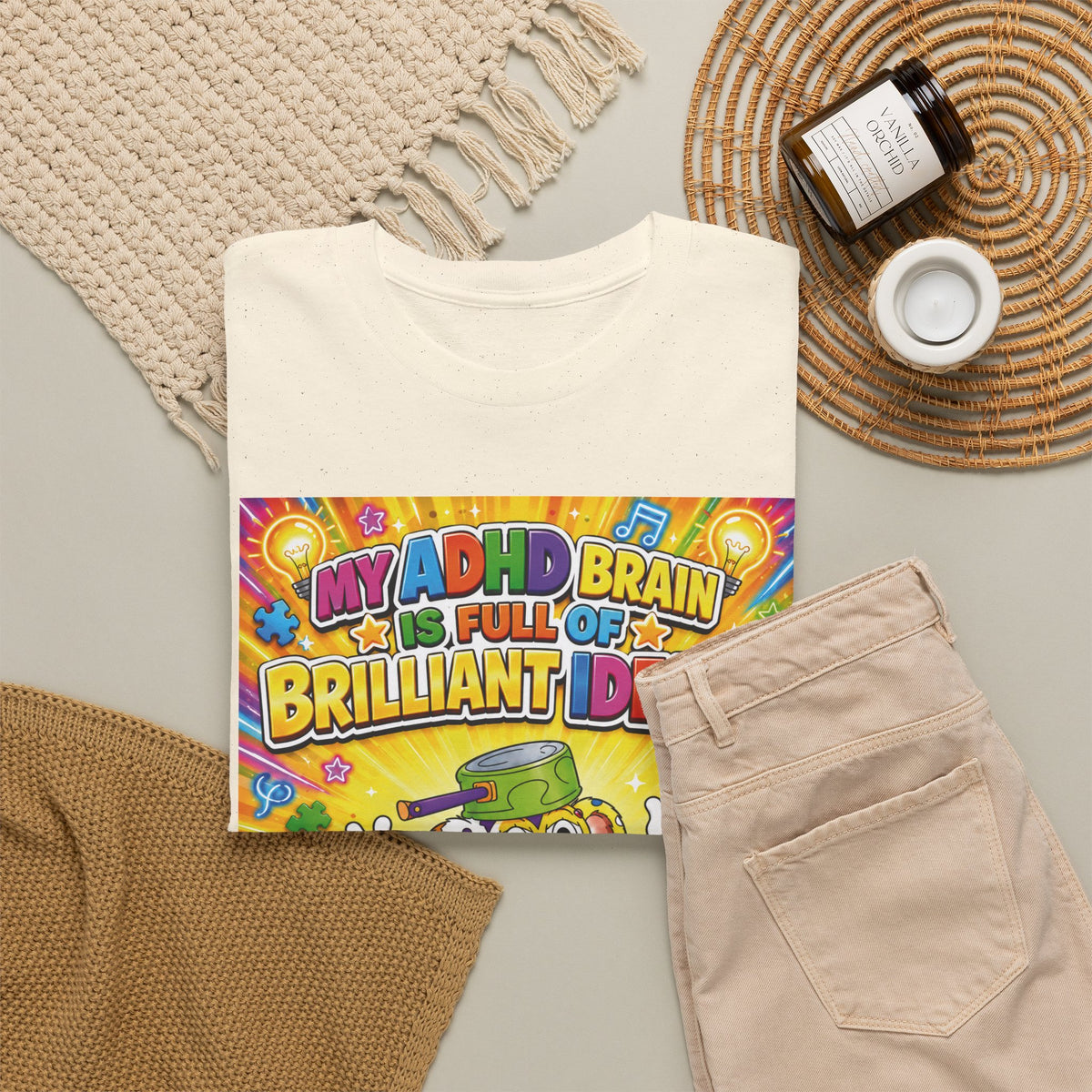 Potz™ Unisex Heavy Cotton™ Tee – "My ADHD Brain is Full of Brilliant Ideas!" Graphic Tee | Smile Universe Collection