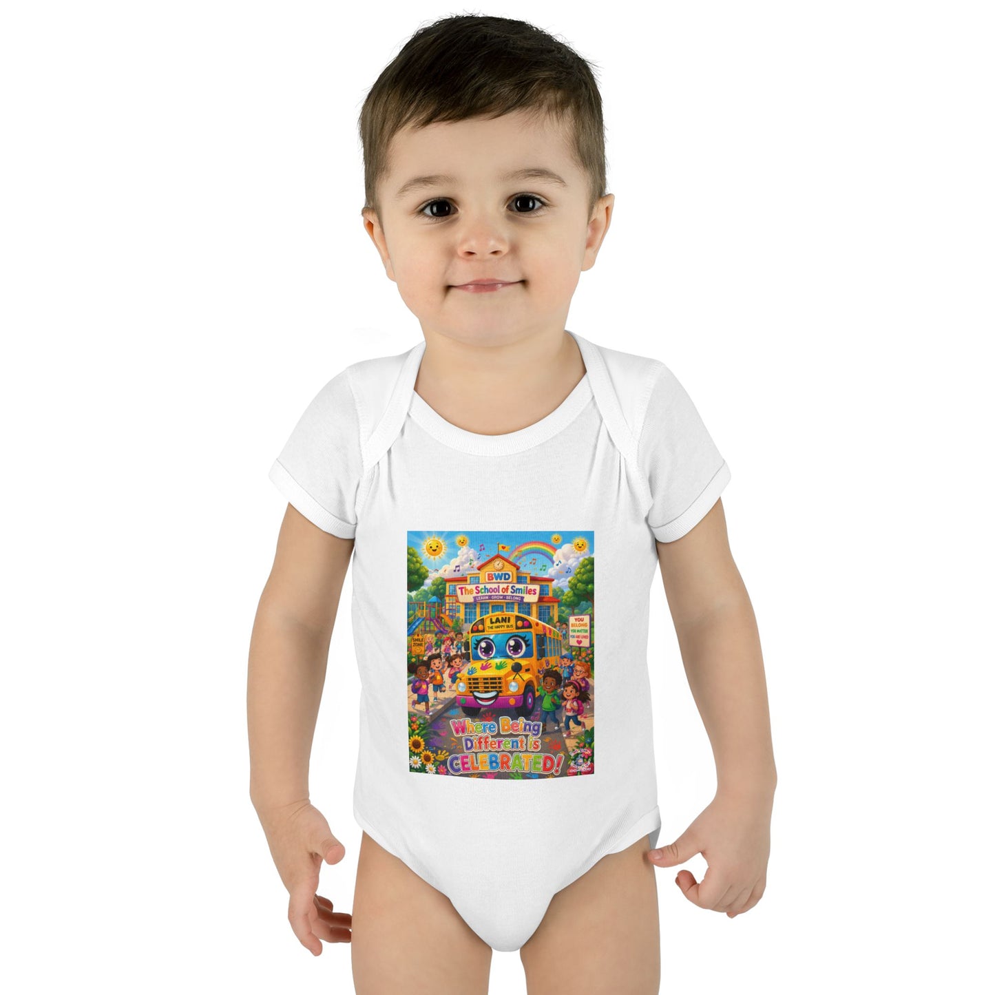 Lani™ Infant Baby Rib Bodysuit – "Where Being Different is CELEBRATED!" Graphic