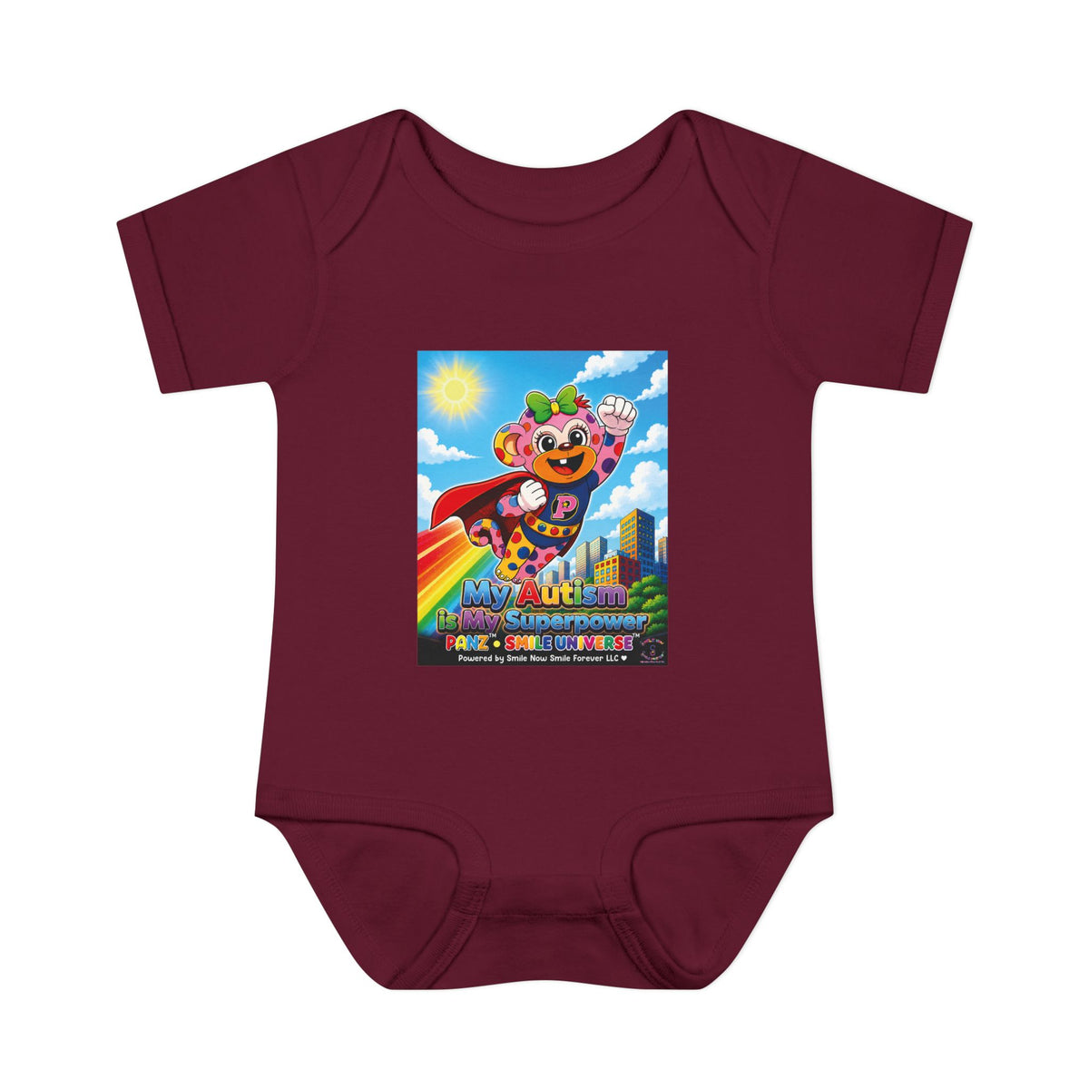 Panz™ Infant Baby Rib Bodysuit – "My Autism is My Superpower" Graphic | Smile Universe Collection