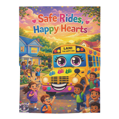 Lani™ Baby Swaddle Blanket – "Safe Rides, Happy Hearts" Graphic