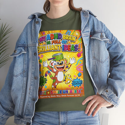 Potz™ Unisex Heavy Cotton™ Tee – "My ADHD Brain is Full of Brilliant Ideas!" Graphic Tee | Smile Universe Collection