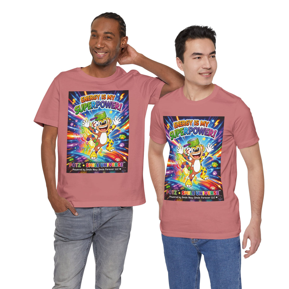 Potz™ Unisex Jersey Short Sleeve Tee – "Energy is My Superpower!" Graphic Tee | Smile Universe Collection