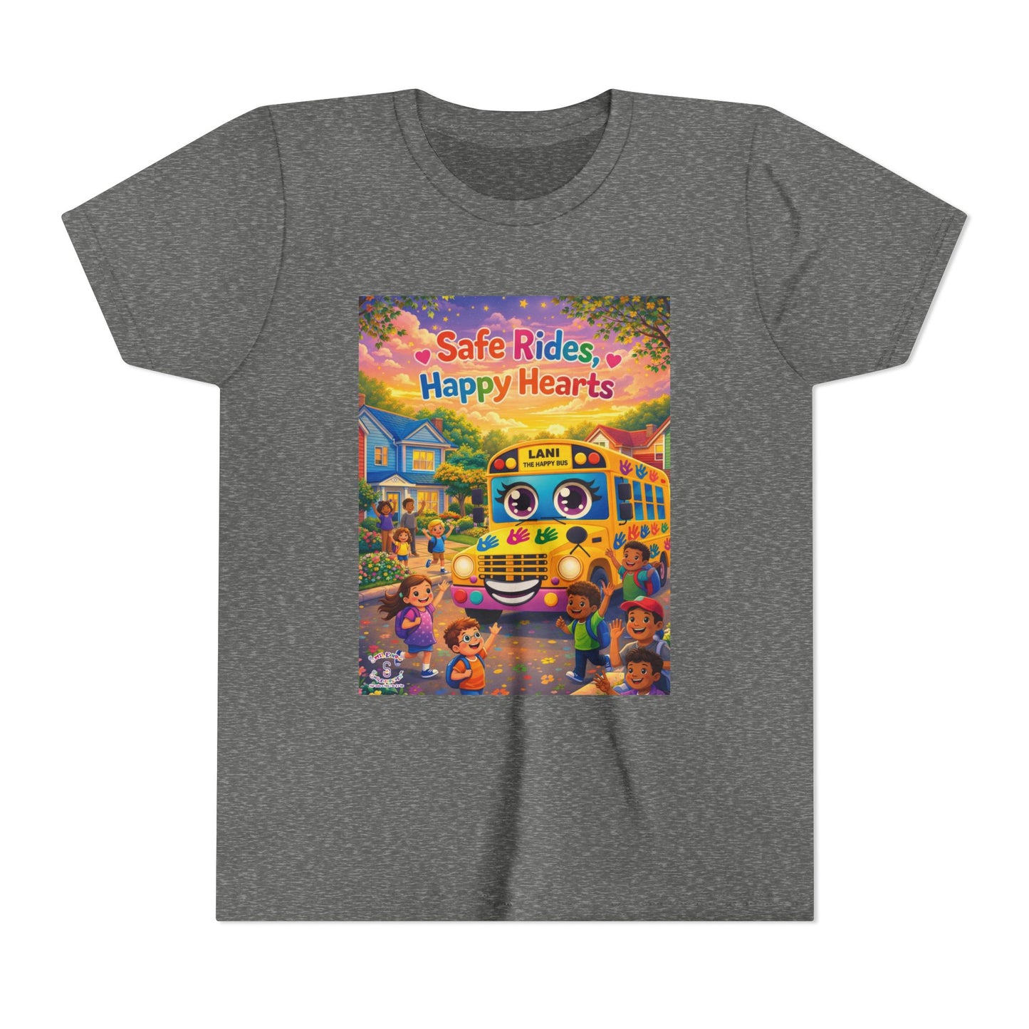 Lani™ Youth Short Sleeve Tee – "Safe Rides, Happy Hearts" Graphic