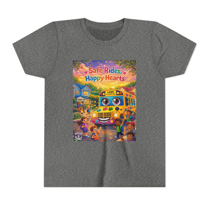 Lani™ Youth Short Sleeve Tee – "Safe Rides, Happy Hearts" Graphic