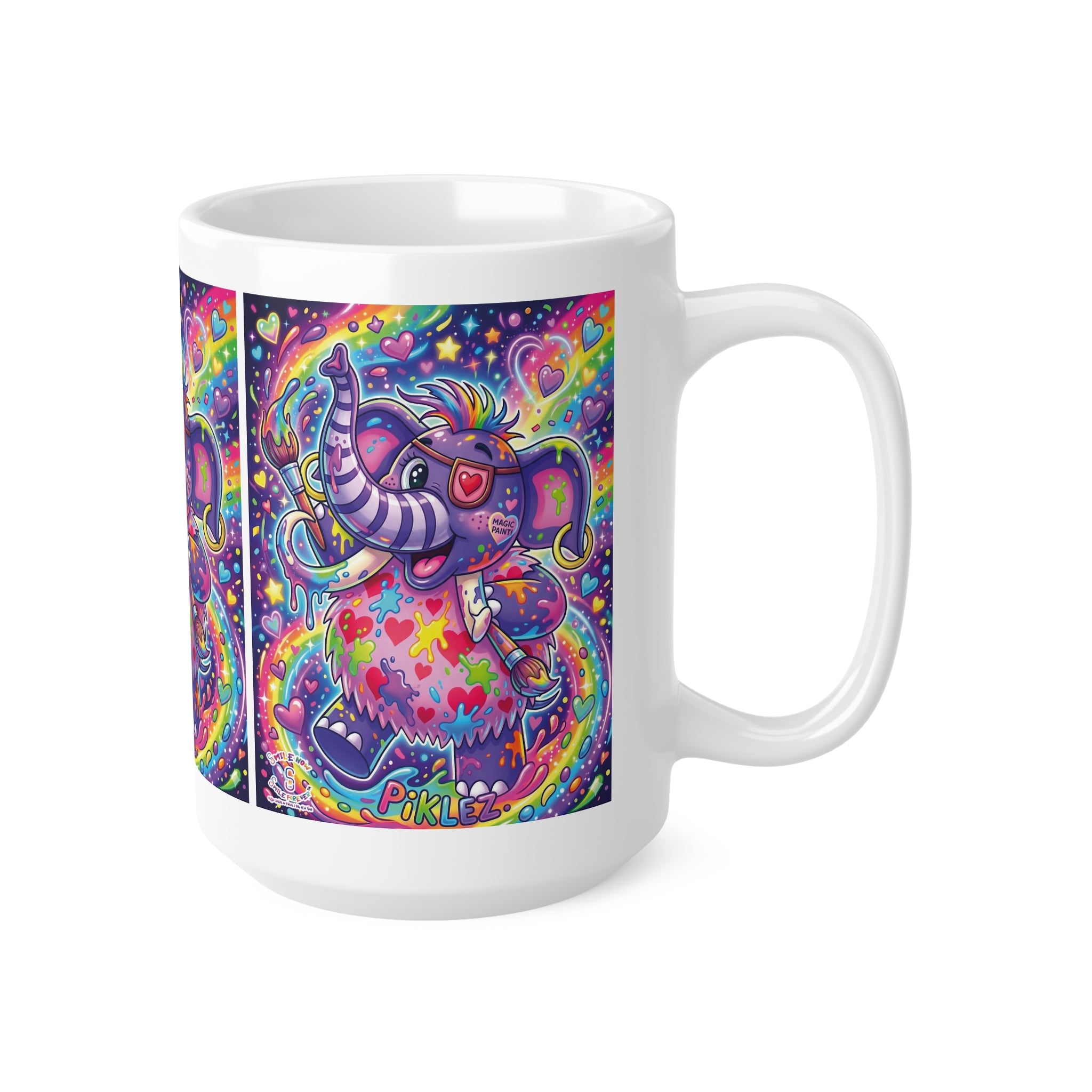 Piklez™ 12oz Ceramic Coffee Cup – "Magic Paint!" Graphic | Smile Universe Collection