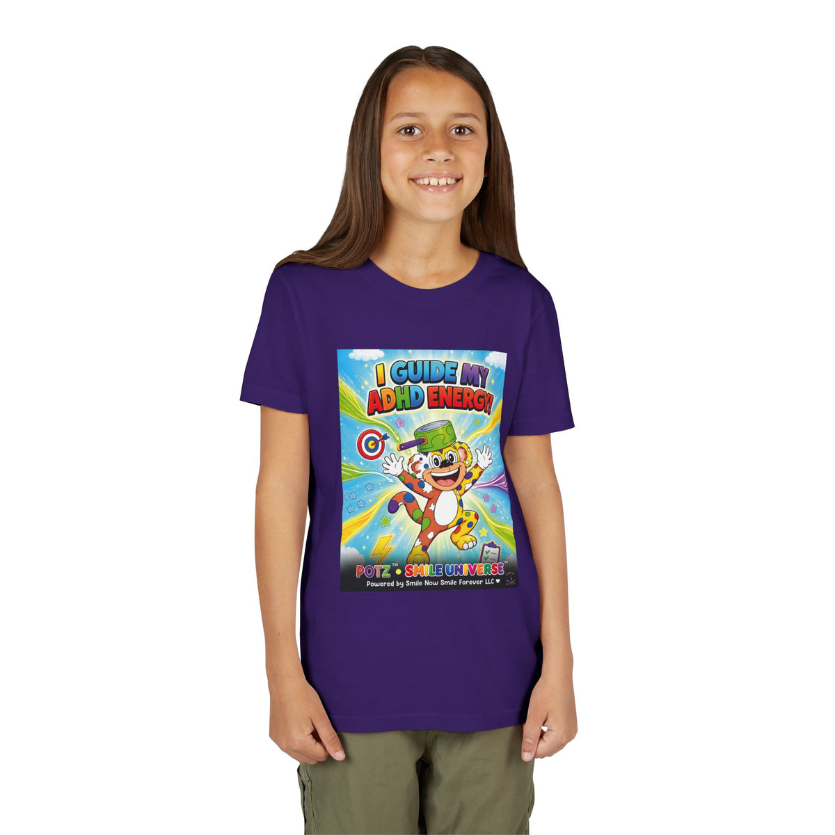Potz™ Youth Short Sleeve Tee – "I Guide My ADHD Energy!" Graphic Tee | Smile Universe Collection
