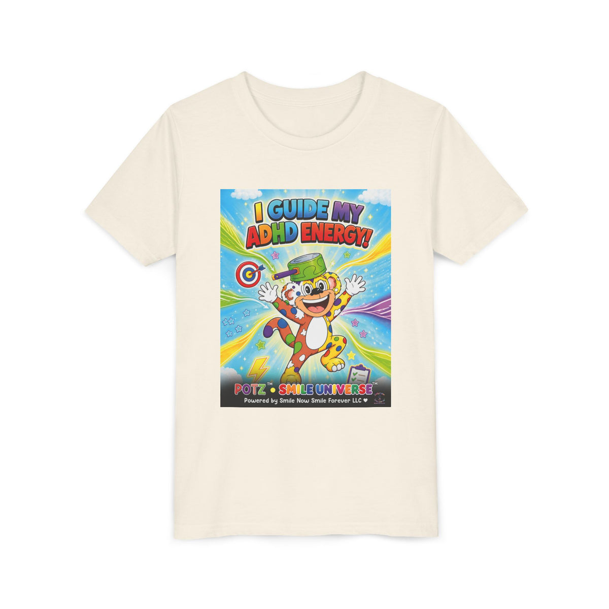 Potz™ Youth Short Sleeve Tee – "I Guide My ADHD Energy!" Graphic Tee | Smile Universe Collection