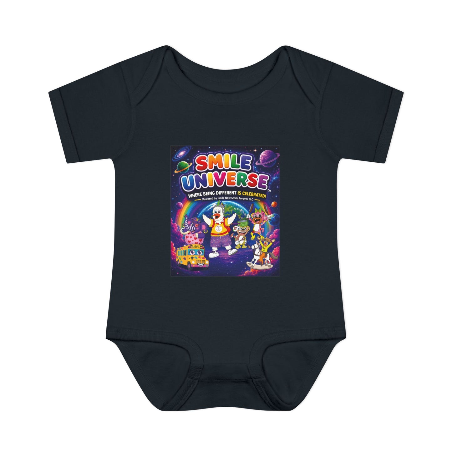 Smile Universe™ Infant Baby Rib Bodysuit – "Where Being Different is CELEBRATED!" Graphic