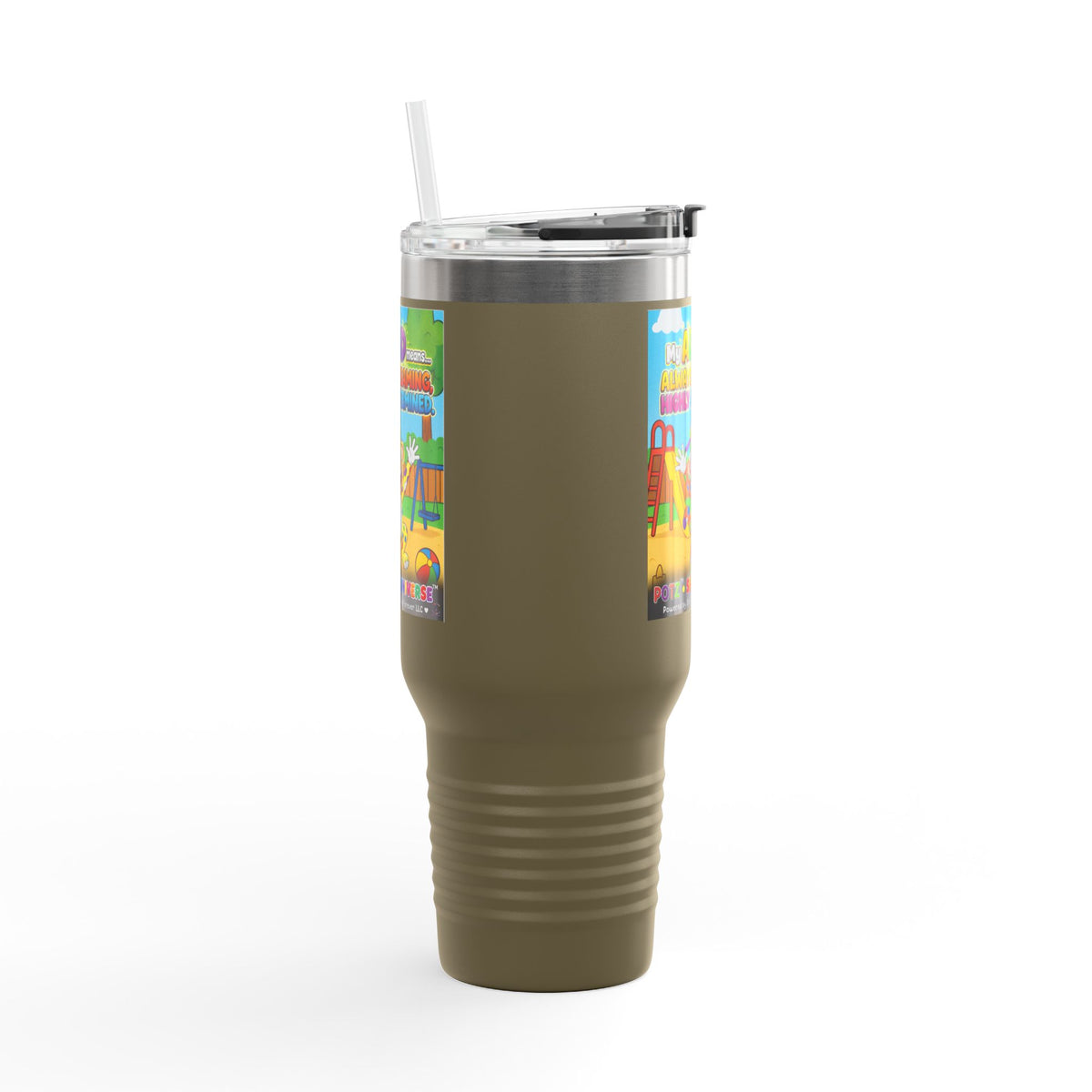 Potz™ Insulated Travel Mug 40oz – "My ADHD Means Always Dreaming, Highly Determined" Graphic Tumbler | Smile Universe Collection