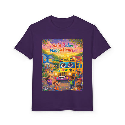 Lani™ Youth DryBlend® T-Shirt – "Safe Rides, Happy Hearts" Graphic