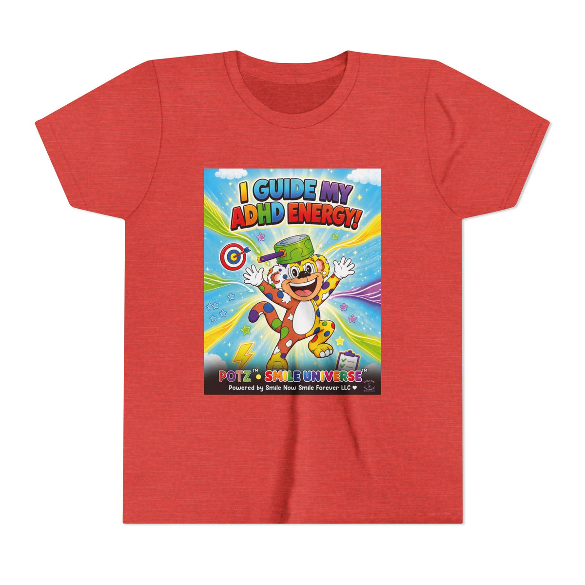 Potz™ Youth Short Sleeve Tee – "I Guide My ADHD Energy!" Graphic Tee | Smile Universe Collection