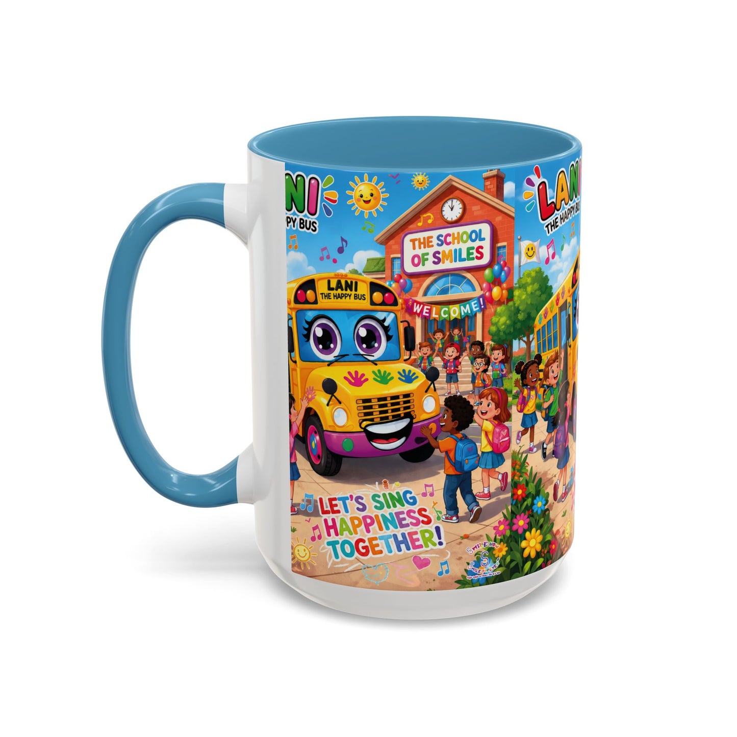 Lani™ Accent Coffee Mug (11oz & 15oz) – "Let's Sing Happiness Together!" Graphic