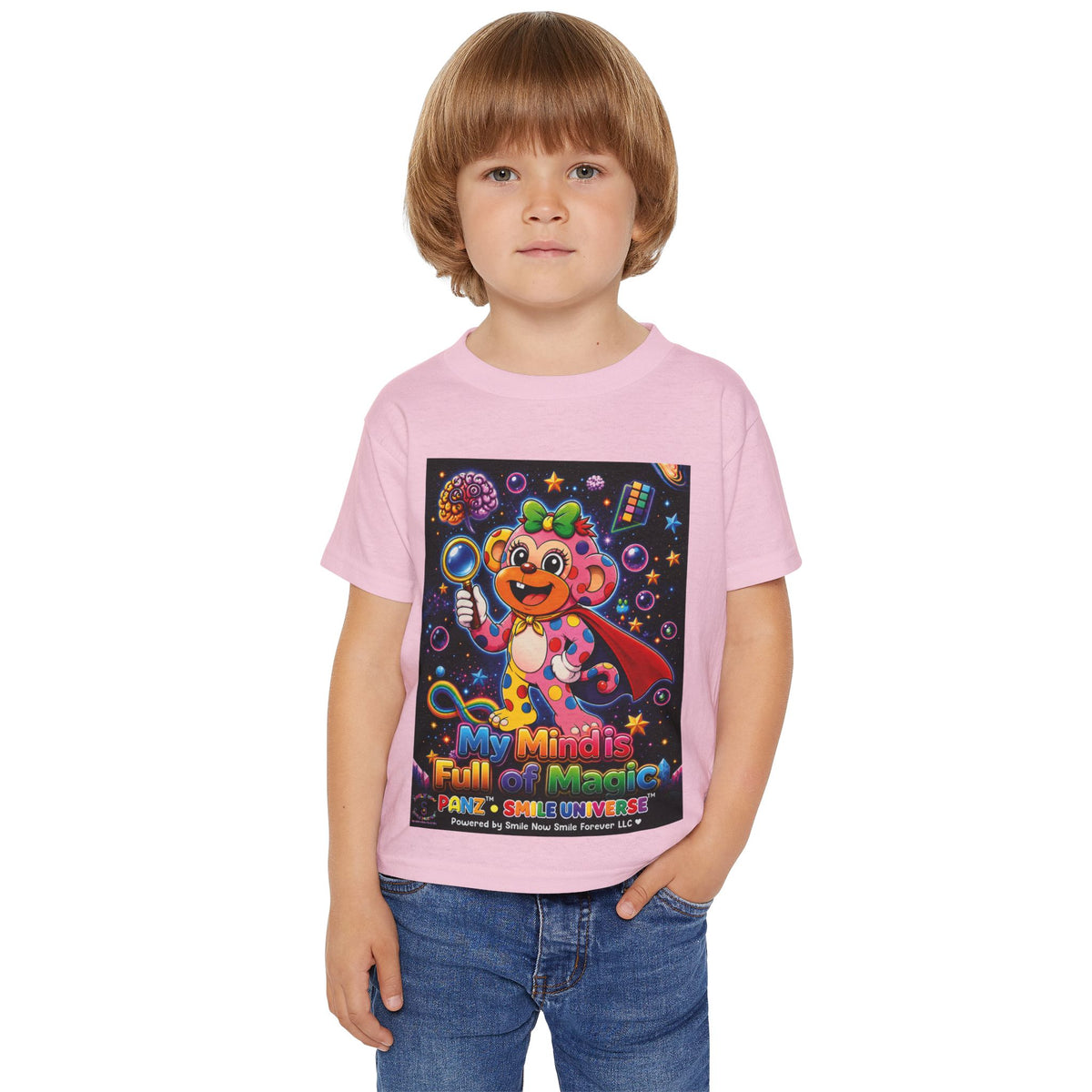Panz™ Heavy Cotton™ Toddler T-Shirt – "My Mind is Full of Magic" Graphic | Smile Universe Collection