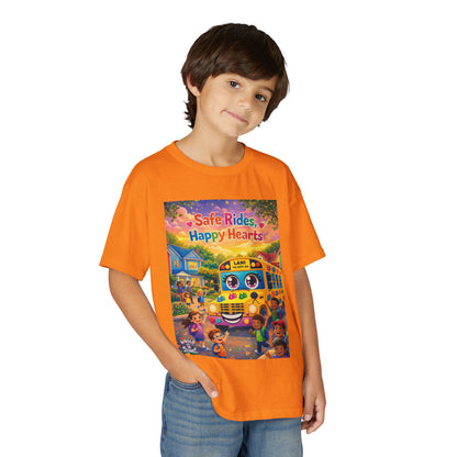 Lani™ Youth DryBlend® T-Shirt – "Safe Rides, Happy Hearts" Graphic