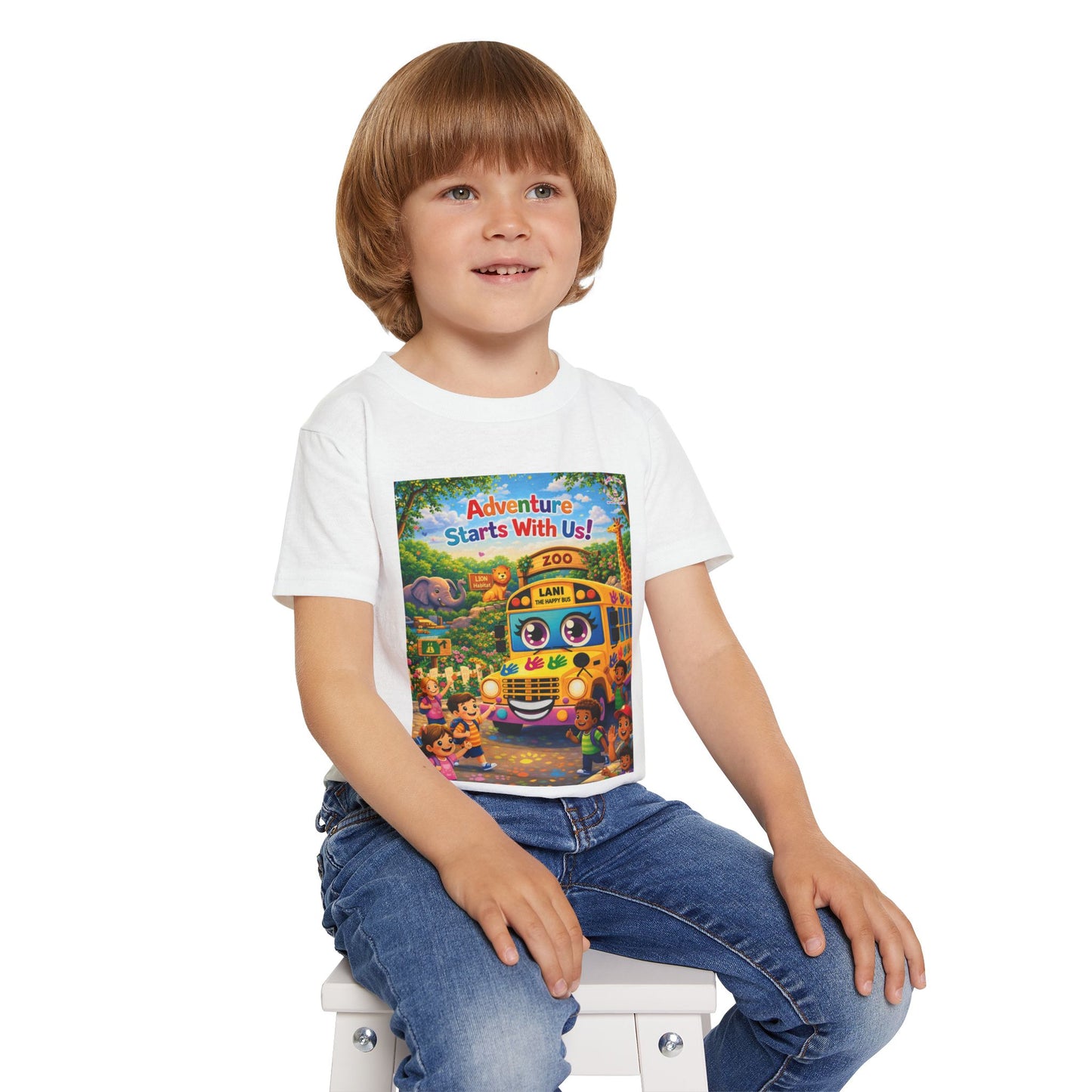 Lani™ Heavy Cotton™ Toddler T-Shirt – "Adventure Starts With Us!" Graphic