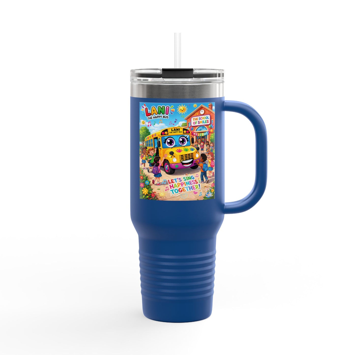 Lani™ 40oz Insulated Travel Mug – "Let's Sing Happiness Together!" Graphic