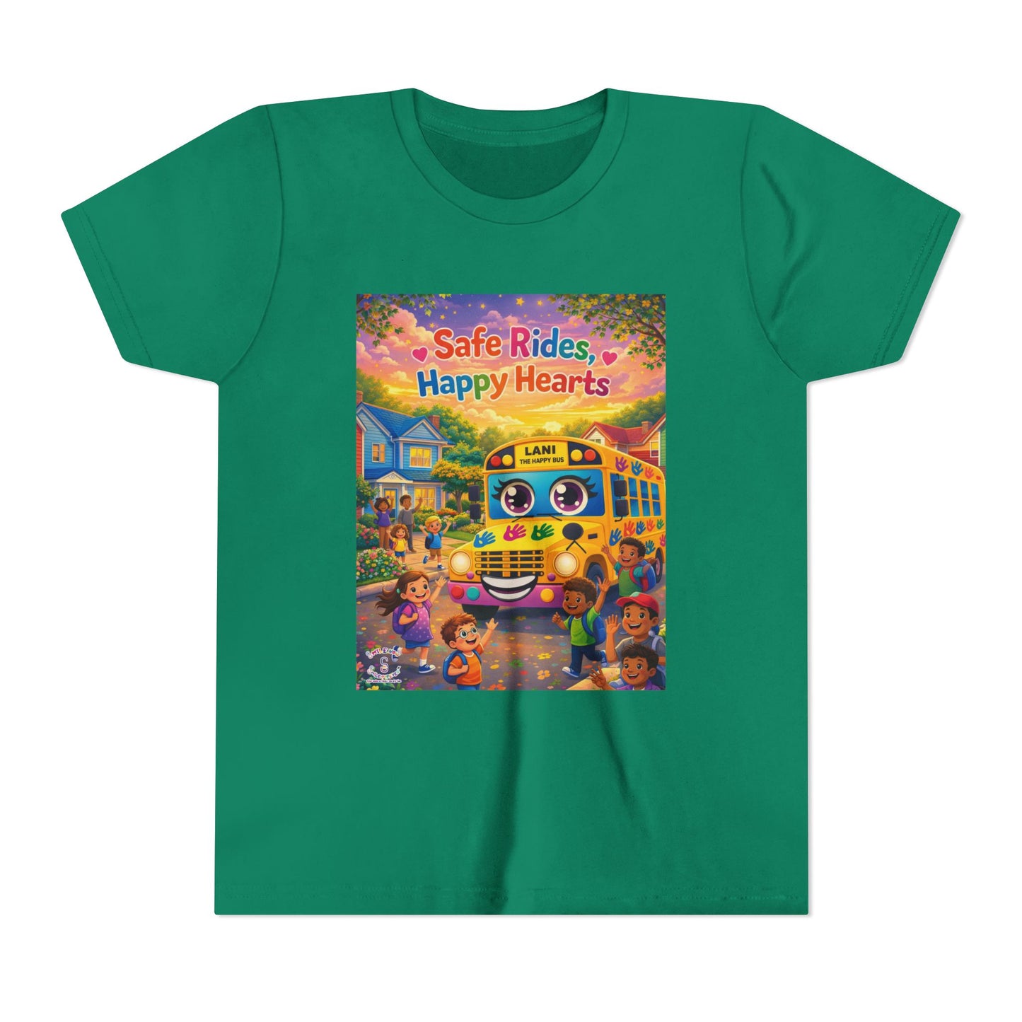 Lani™ Youth Short Sleeve Tee – "Safe Rides, Happy Hearts" Graphic